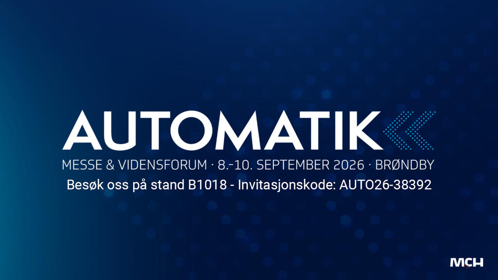 Vi deltar på Automatik 2026 i Brøndby. Besøk oss for faglige samtaler om automasjon, sikkerhet og fremtidens industriløsninger.

